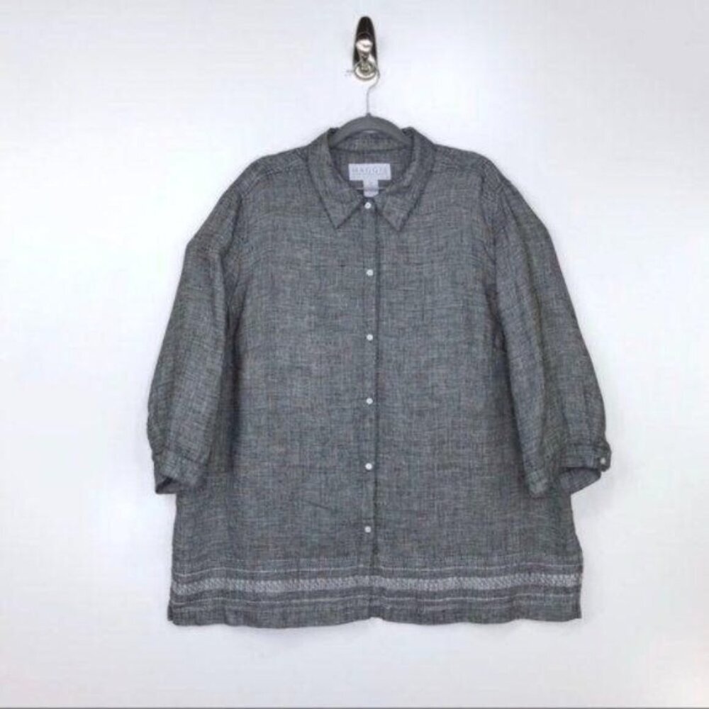 MAGGIE McNAUGHTON 2X Linen‎ Gray Button Down Top Comfortable